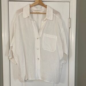 Solai White Linen Button-Up Shirt